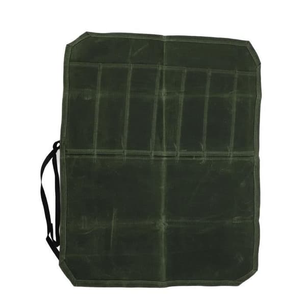 Knivväska - ZERODIS - HB042 - 7 fickor - Vaxad canvas - Vikbar - Grön (Pe)