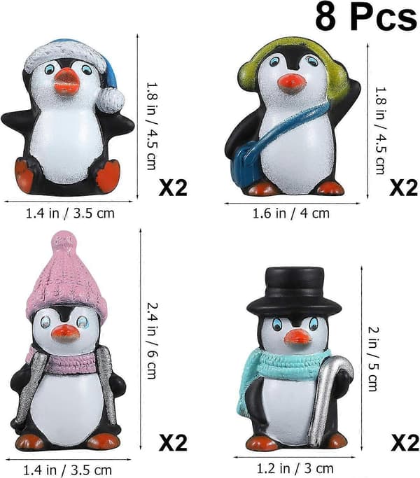 4 stycken juldekoration mini vinter pingvinfigurer (Peng)