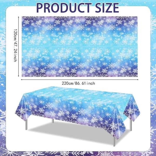 PVC Vinterduge - 3 stk., 120x218cm, Vandtæt Engangs, Snefnug/Frost Mønster - Velegnet til Etiket (Pe)