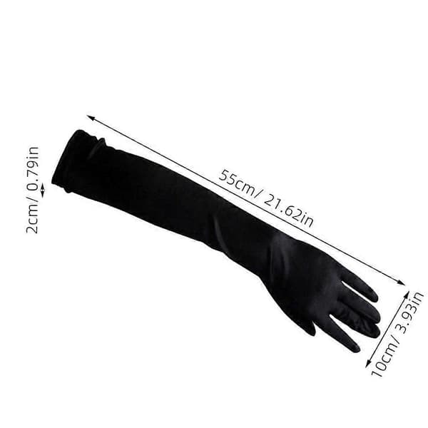 Mustat elegantit satiiniset lapaset naisille, 1 pari (Peng)
