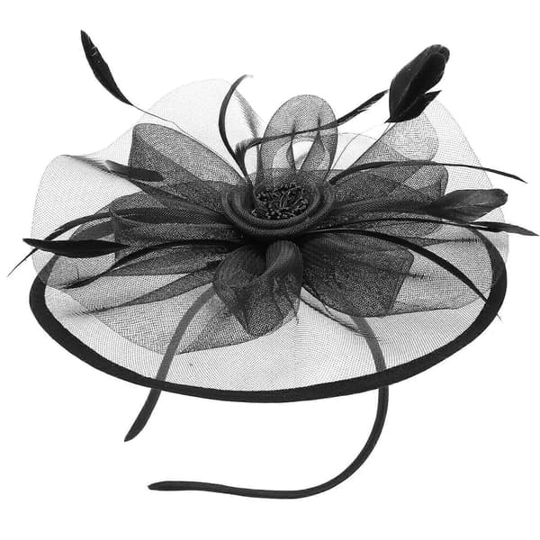 Brud-fascinatorhatt bröllopstillbehör för kvinnor, svart huvudbonad för tebjudning i retrostil 1-pack (Peng)