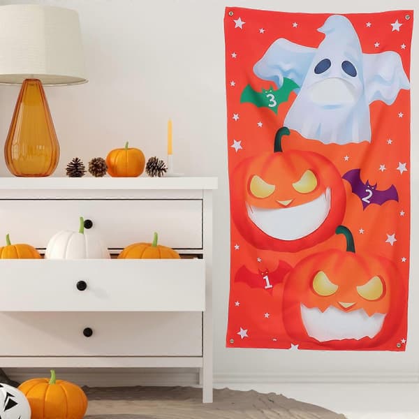 Kastspel Banner Halloween Säckkastningsspel Flagga för dekoration 1 set (Peng)