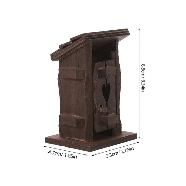 DIY Miniature Træhus Stråtækt Hus Statue Dukkehus Badeværelse (Peng)
