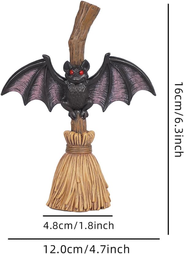 Halloween kvastprydnader fladdermusmotivfigurer mittpunkt (Pe)
