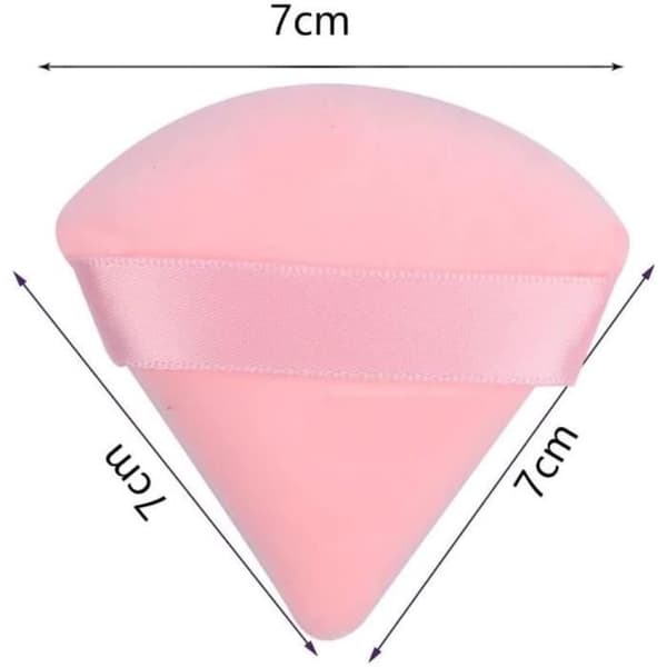 Triangulära puderpuffar i sammet - Rosa - 6-pack