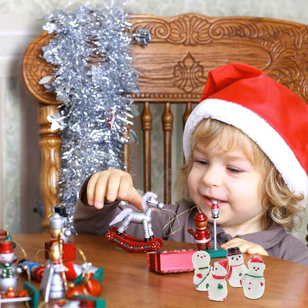 Snögubbe-figur i harts miniatyr snögubbe heminredning 8-pack (Peng)
