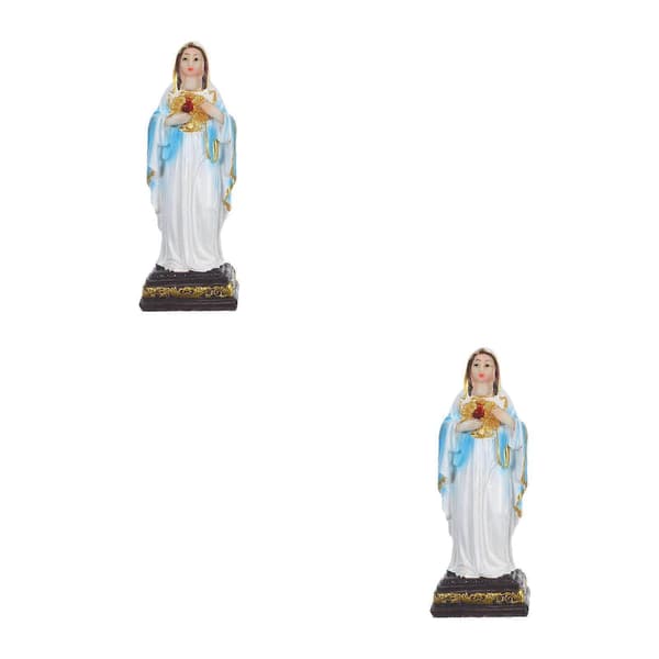 Jungfru Maria-staty i harts för juldekoration, 2 st religiös figur (Peng)