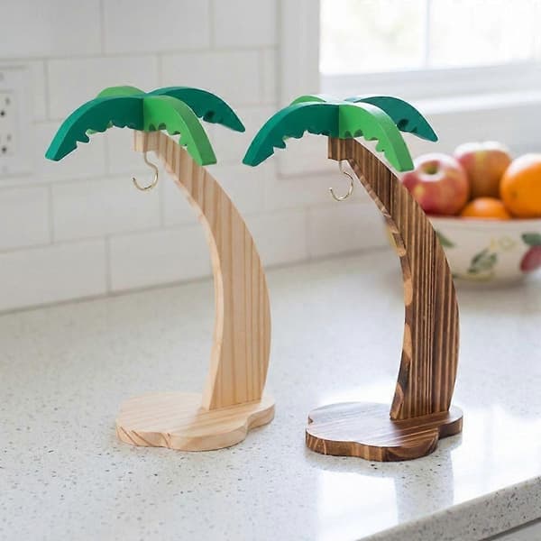 Bananhängare i trä med simulerat palmblad (Peng) Style A