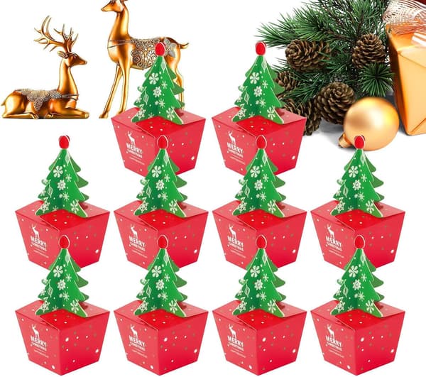 Genanvendelige poser 3D juletræsdesign (10 stk.) (Pe)