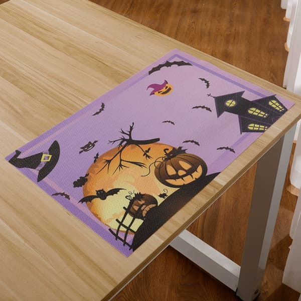 Halloween Bordstabletter Set om 4 - Bomull Linne Mönster Skål Kopp (Pe)