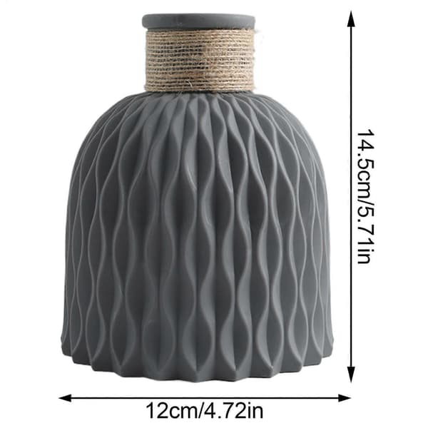 Texturerad blomvas i plast för dekoration, liten (Peng) Grey
