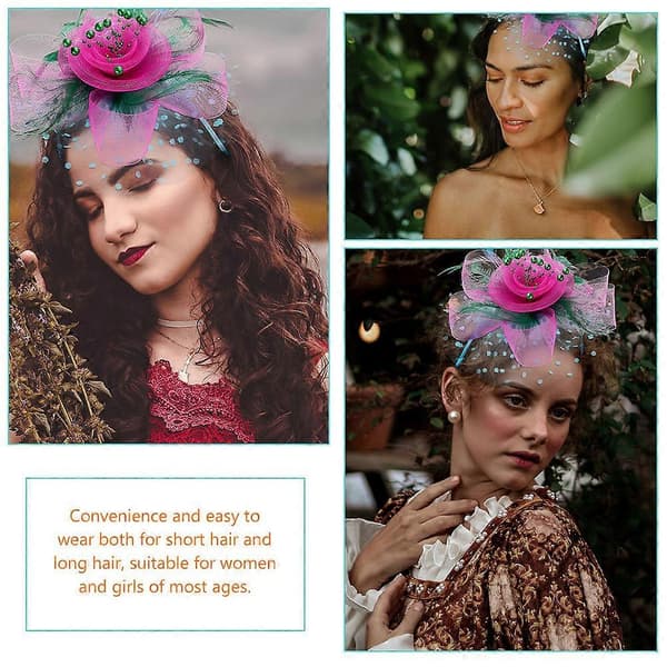 Fascinator-hattar för kvinnor med diadem, 3-pack för cocktail- och tepartyn (Peng)