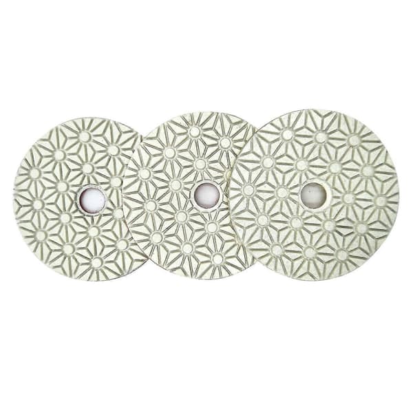 3st/set 100mm Torra/våta 3-stegs polerplattor Granitpoleringsverktyg (PE)