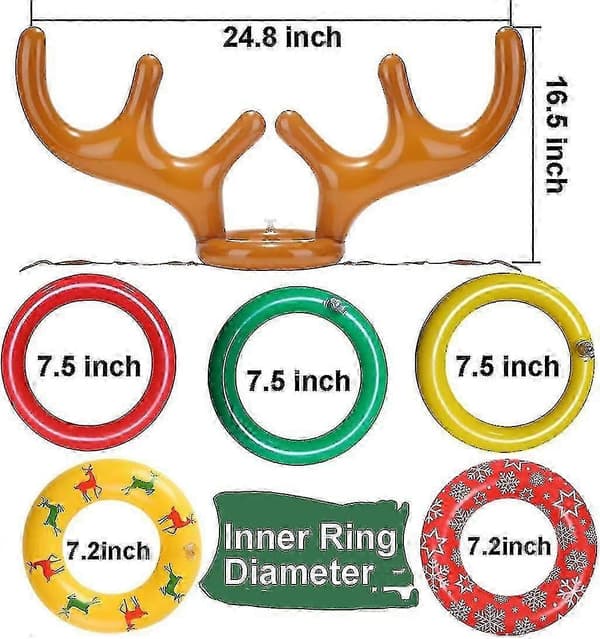 2 sæt oppusteligt rensdyrgevir ringkast-spil juletræ julemand ringkast til julefrokostspil zddk (Peng)