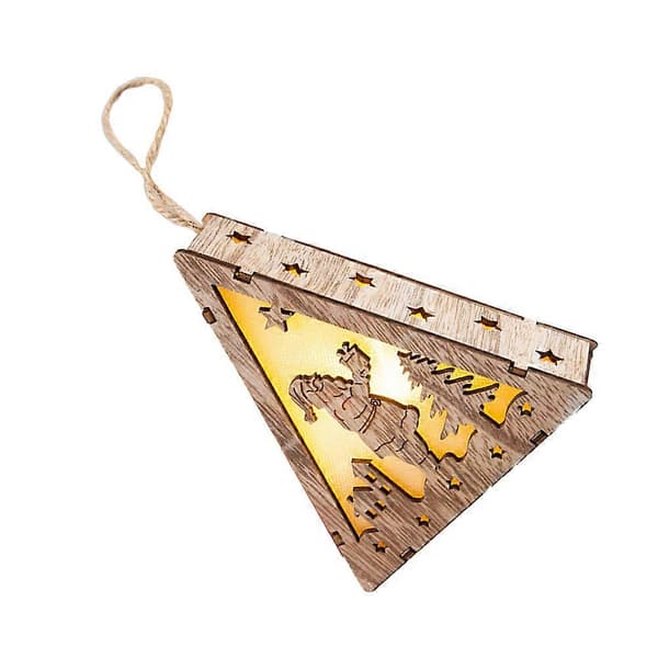 Hængende julepynt i træ til festivalbrug, 2 stk. LED-ornament (pingvin)