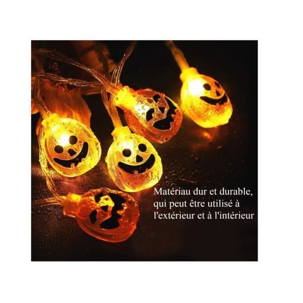 Græskar lyskæde - Halloween - 20 LED'er - 3M - Justerbare belysningstilstande - Indendørs (Pe)