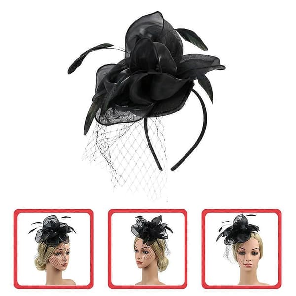 Fascinator håraccessoar för kvinnor med siden- och nätdekoration, mångsidig användning, 1 set (Peng)