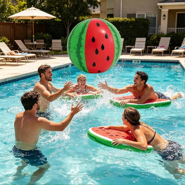 Vandmelon Poollegetøj Stort Pool-flydelegetøj Oppustelige Strandbolde (Peng)