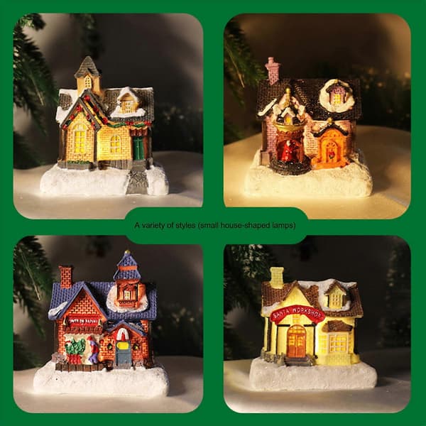 Julepynt, LED-oplyste julelandsbyhuse, honningkagehuse-figurer til julefest-dekoration D (Peng) D