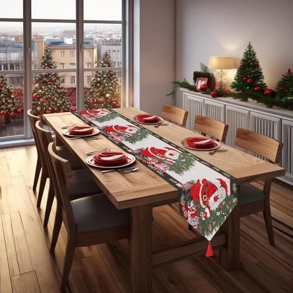 Julbordslöpare - Tomtebordsduk - 35x180cm - 40% Bomull - Festdekoration (Pe)