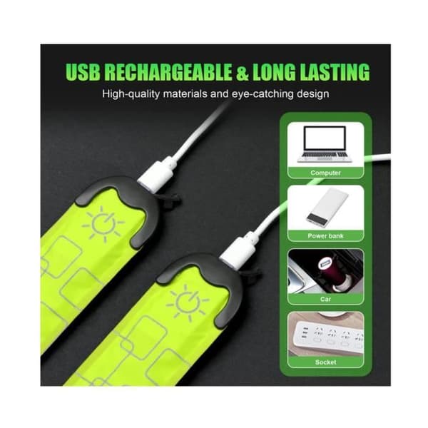 LED Lysende Armbånd - Ikke Specificeret - 2 stk - Vandtæt - Justerbar - USB Genopladelig (Pe)