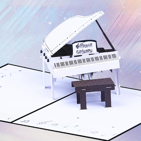 Pianoformade omonterade vagnar gratulationskuvert 3D Pop-Up favoriter (Pe)