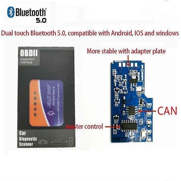 Elm327 Eobd Bluetooth -diagnostiikkatyökalu, OBD2-auton moottorin vikakoodinlukija (Peng) Black