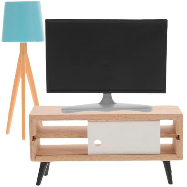 Mini-TV-modell dockskåpsmöbelset för dekoration 1 set DIY-tillbehör (Peng)