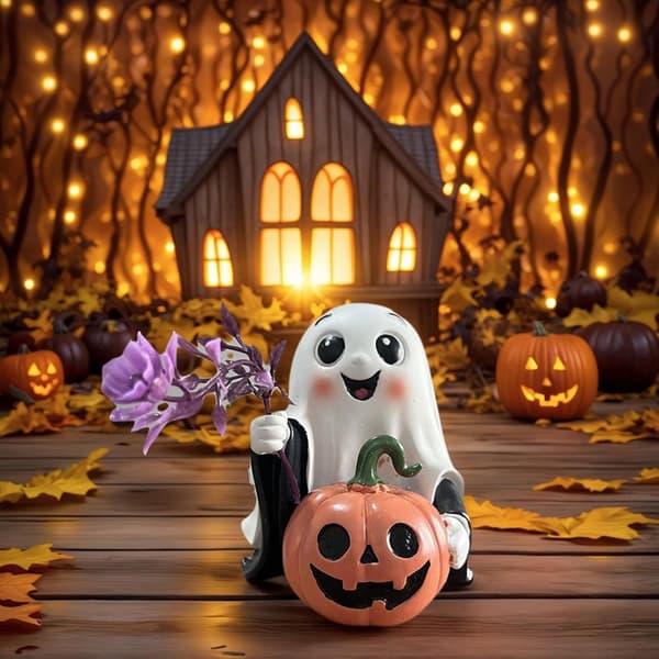 Fantasyharpiksstatue med græskar - Skrivebordsdekoration til Halloween (Pe)