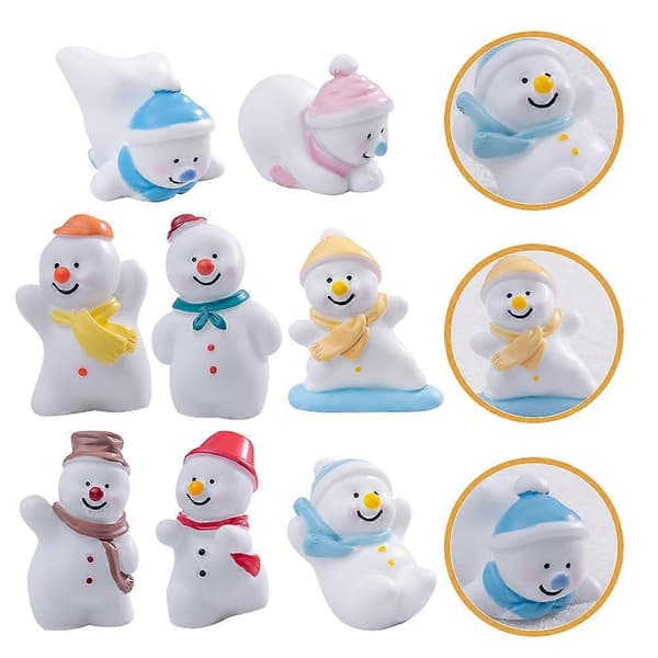 Snemand dekoration mini harpiksfigur til julefrokost dekoration 8 stk. (Peng)