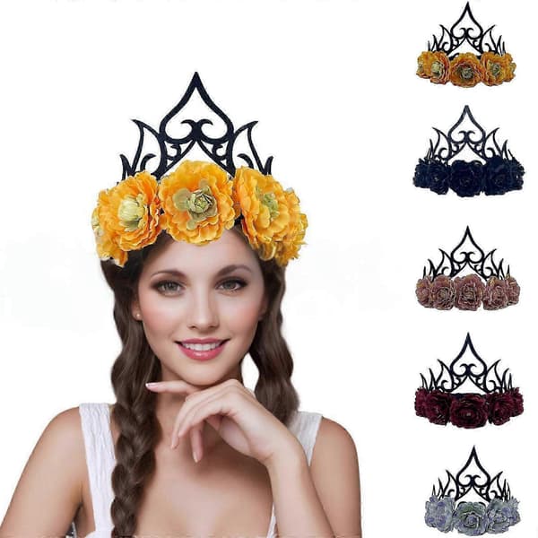 Halloween-blomsterdiadem för maskeradfester, hållbart och bekvämt hårband för temafester och rollspel (Peng) Red