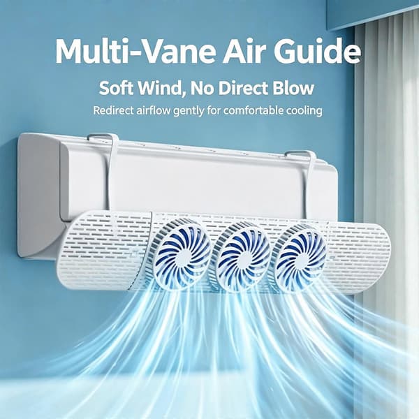 Aircondition-retningspanel, borefri ophængning i ABS-konstruktion til vægmonterede enheder nær sove- eller siddeområder, hvid (Peng) White