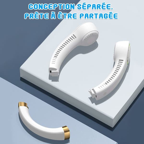 F15 Halsventilator - USB-C Opladning - 2000mAh Batteri - 3 Hastigheder - Glacier Hvid (Pe)