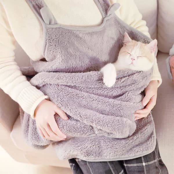 Bæretaske til hunde og katte i fly, frontvendt bæretaske til hunde og katte, åndbar uld frontvendt hundebærer, GRÅ (Pe)