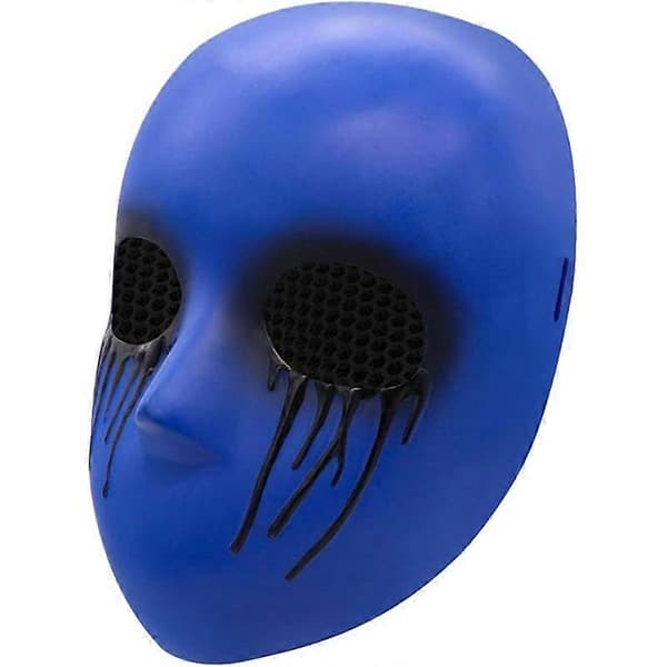 Vuxen Horror Eyeless Jack-mask för Halloween-fest, blå mask för män med svarta blodtårar (Peng)