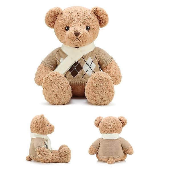 Nallepehmolelu neulepuserossa, 50 cm, halattava nalle, lahja lapselle (Peng) Khaki