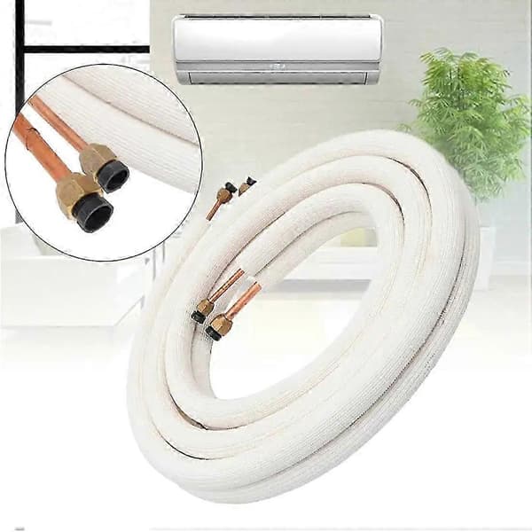 4m Isolerat kopparrör 1/4' 3/8' Luftkonditioneringsrör Kopplingsset Parspole Rör Split-linje Kabelset för luftkonditionering (Peng) White