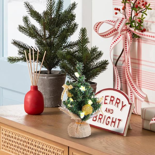 Mini konstgjord julgran med LED-lampor - 30 cm (Pe)