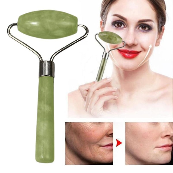 Grön Single Head Face Massage Roller Jade Stone Bantning