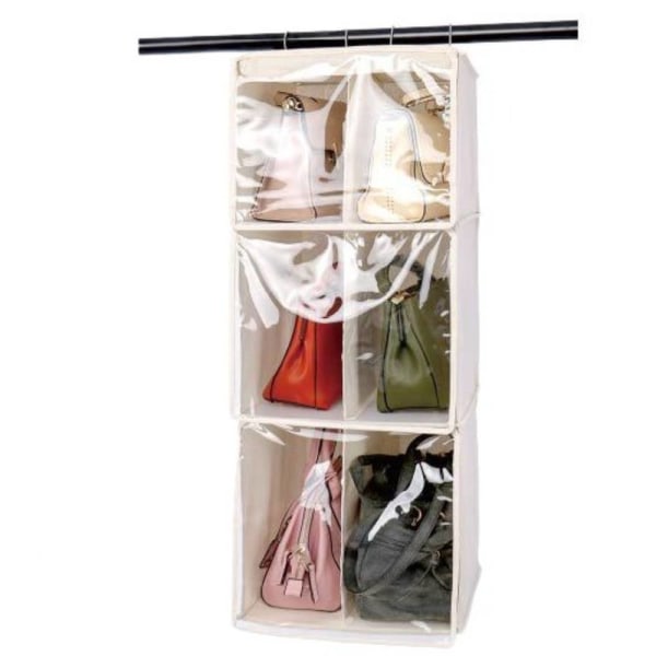 Dubbelrad hängande garderob i tre lager, stängd väskaförvaring White Double row three layers