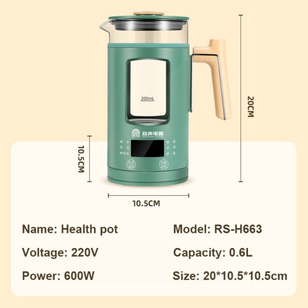 600ML Elektrisk Vattenkokare Mini Hälsobevarande Pot Hushåll