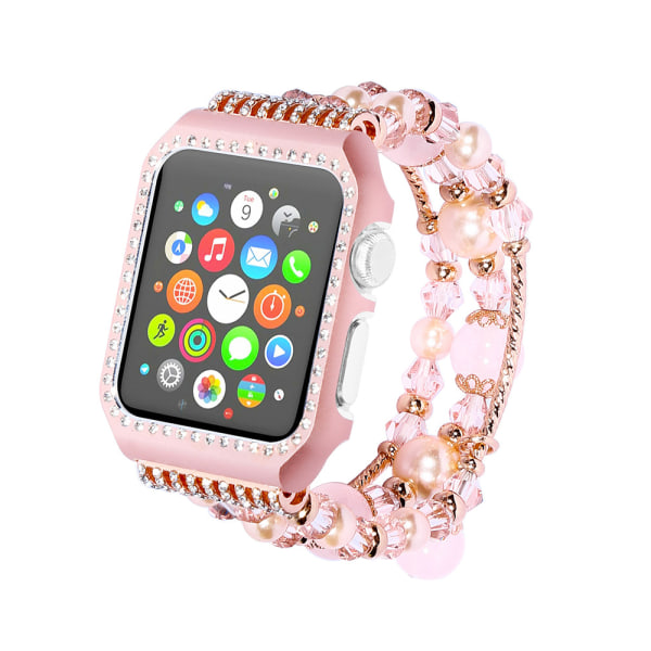 38mm/40mm/42mm/44mm pärlband för Apple Watch 2/3/4/5/6 Pink 40mm