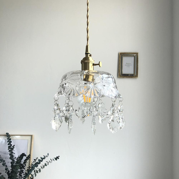 20 cm liten ljuskrona i mässing, 220V E27*1 utan glödlampa