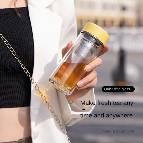 Hushålls tekopp av hög kvalitet, bilvattenkopp, isolerat te Yellow 190ml