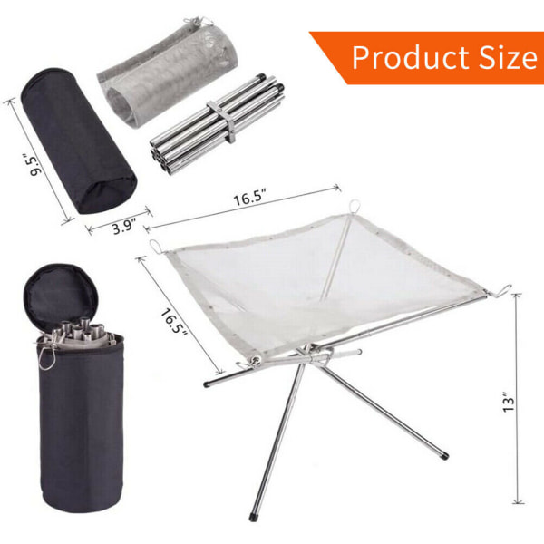 Portable Mesh Fire Pit Folding Fire Pit Bonfire Stativ för