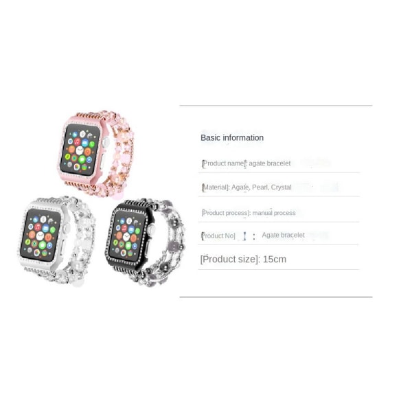 38mm/40mm/42mm/44mm pärlband för Apple Watch 2/3/4/5/6 Grey 38mm