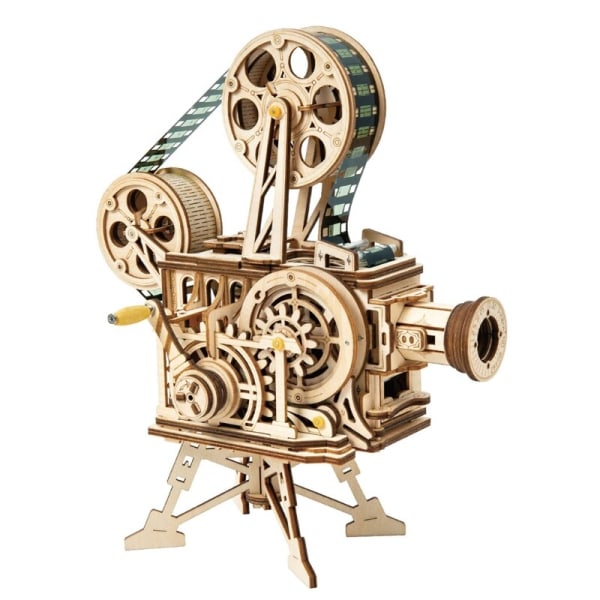 Mekanisk filmprojektor 3D träpussel interaktiv gåva
