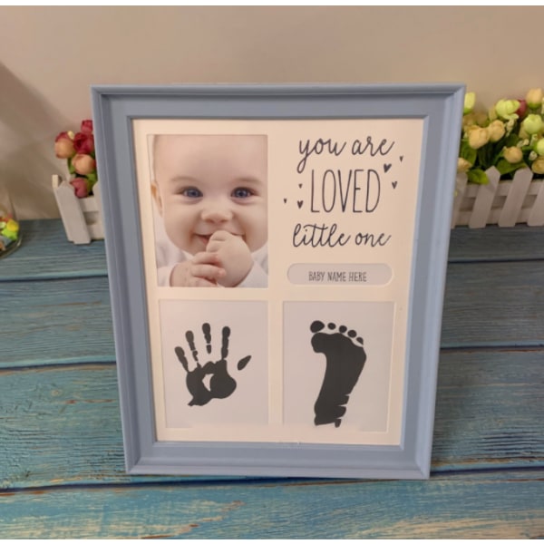 Nyfödda hand- och print prydnadsföremål 12 månader fotoram