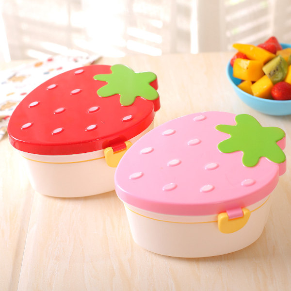 Japanese Strawberry Small Lunch Box, Mini Cute Double Layer Pink