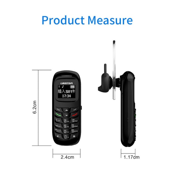 Bluetooth Mini Mobiltelefon Olåst GSM Dialer BM70